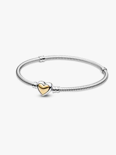 Pulseira Corrente Snake com Fecho de Coração em Dois Tons
