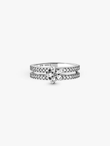 Anel Brilhante Snowflake Duplo