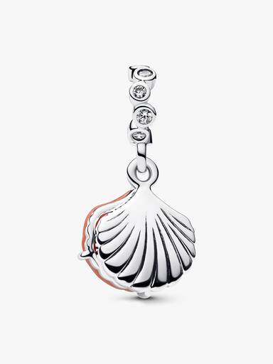 Charm pendente duplo com concha cor coral
