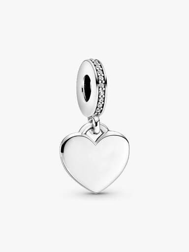 Charm pendente gravável com plaquinha de coração.