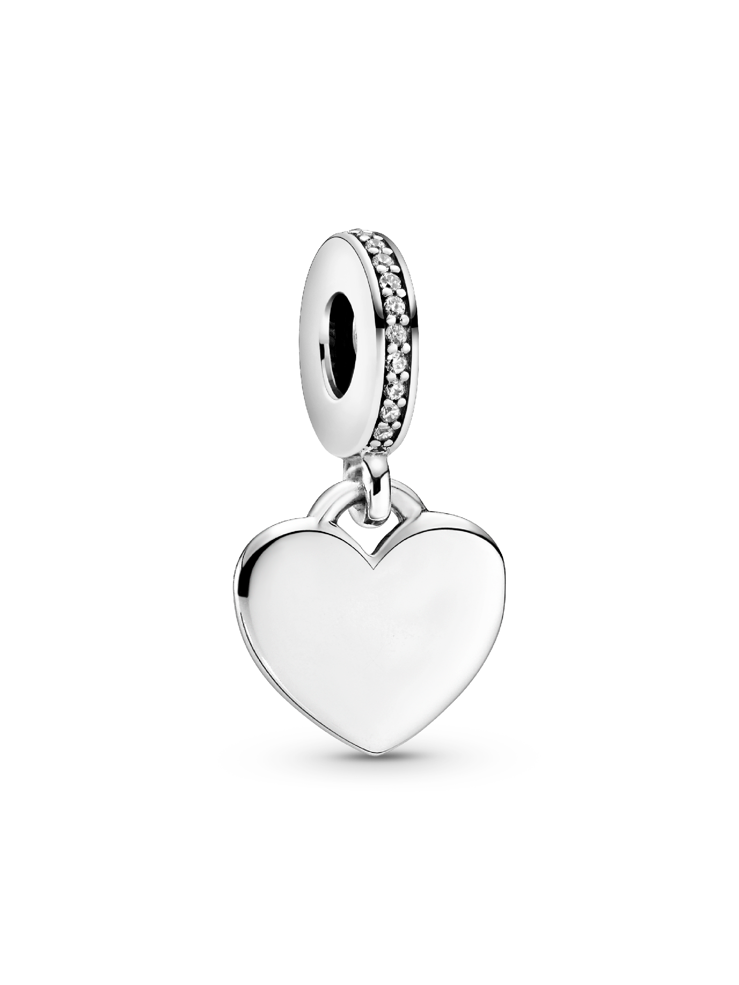 Charm pendente gravável com plaquinha de coração.