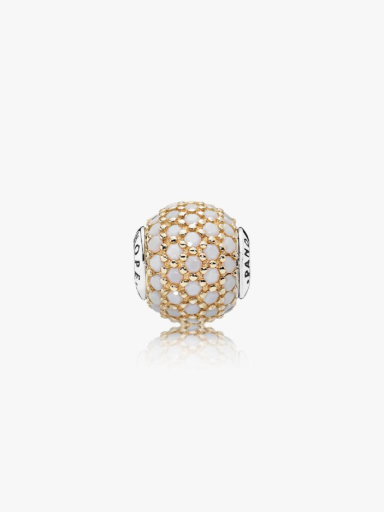 HOPE Charm, ouro 14k e Opaque Branco Cristal