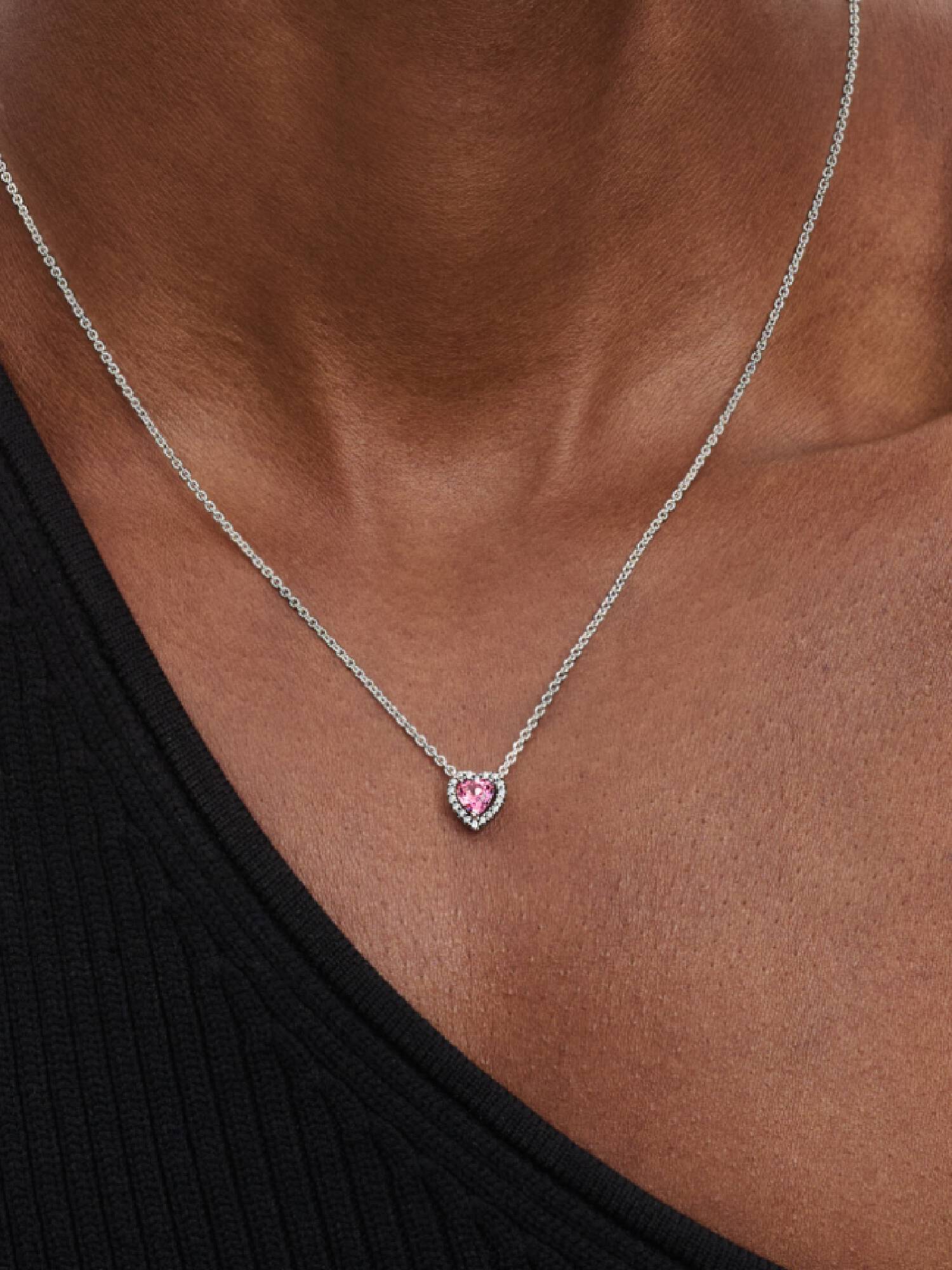 Colar Coração Rosa Elevado