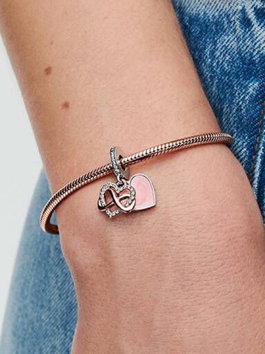Charm Pendente Brilhante Coração Infinito