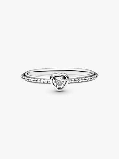 Heart silver ring with cubic zirconia