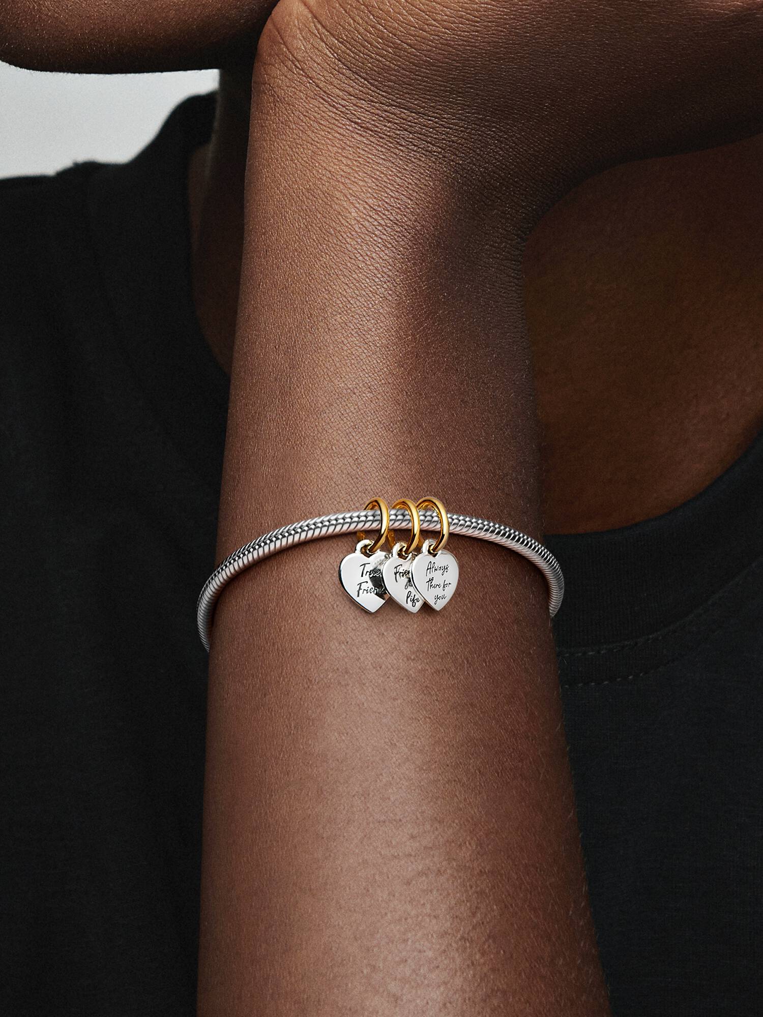 Charm Pendente Triplo Divisível Amizade em Dois Tons