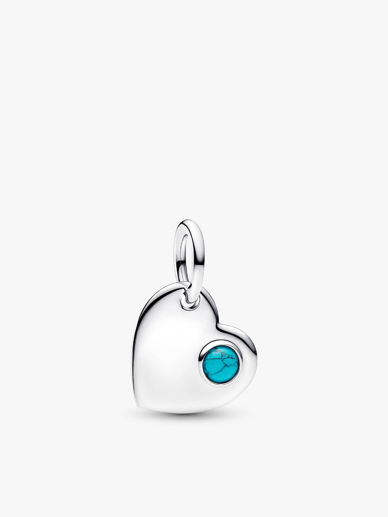 Charm Pendente Coração Gravável com Pedra Azul Turqueza