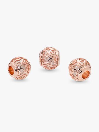 Heart PANDORA Rose charm with faceted clear cubic zirconia