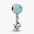 Balloon and elephant silver charm with blue enamel and clear cubic zirconia Balloon and elephant silver charm with blue enamel and clear cubic zirconia
