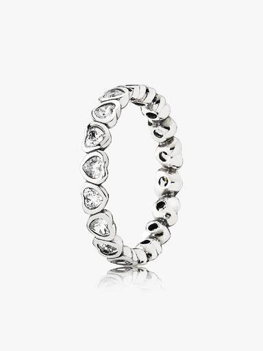 Heart silver ring with cubic zirconia