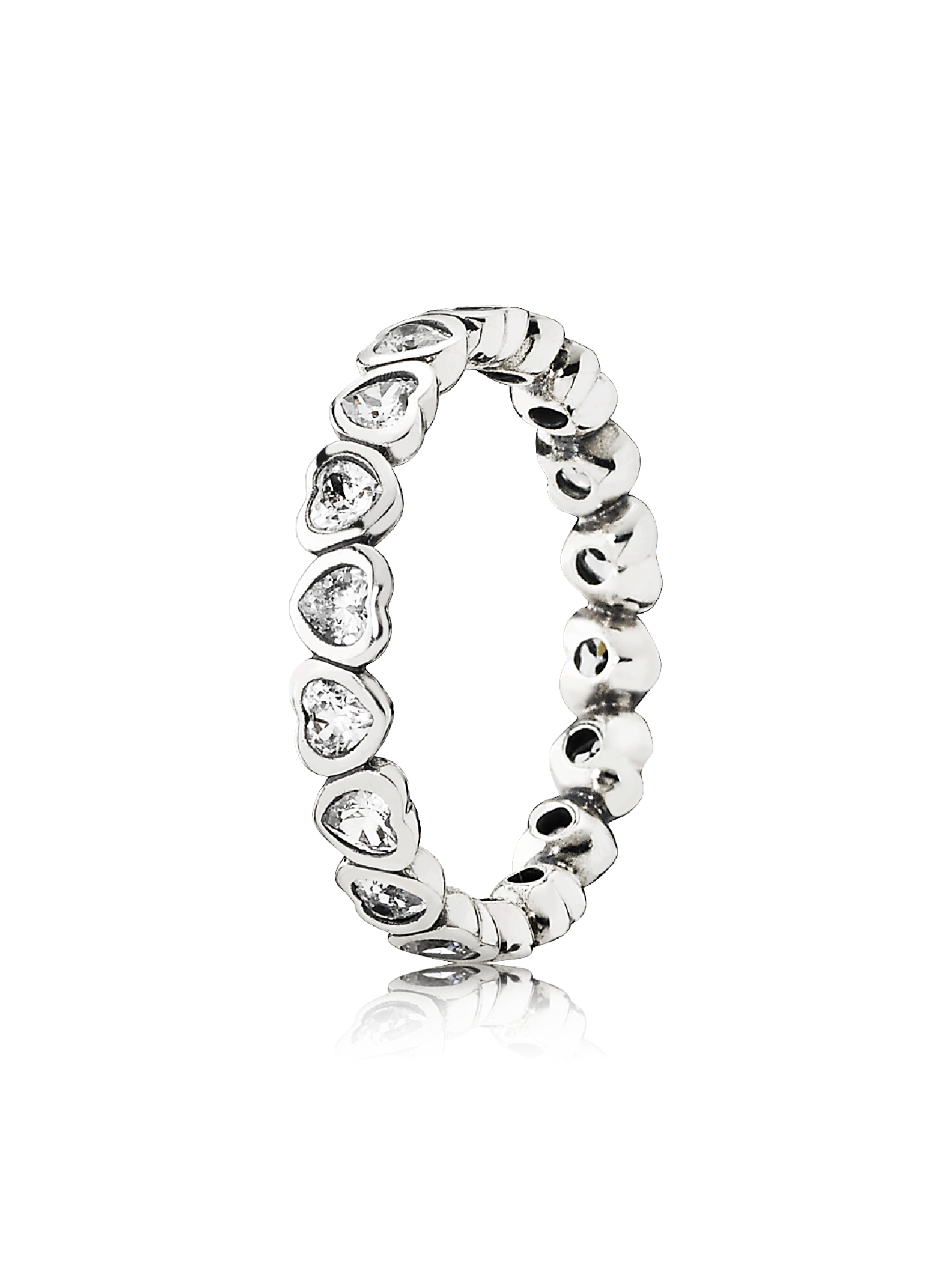 Heart silver ring with cubic zirconia