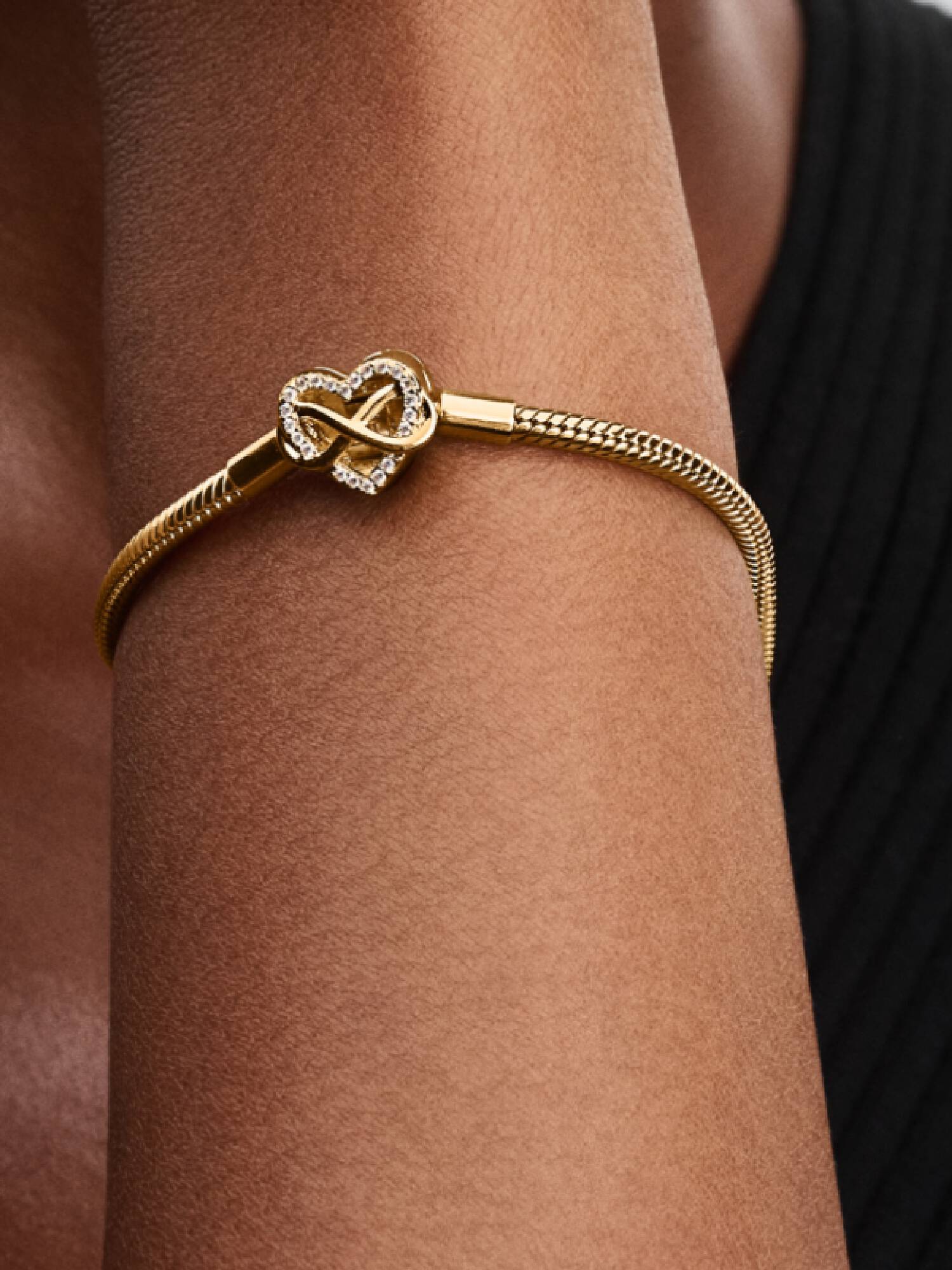 Pulseira Corrente Snake com Fecho de Coração Brilhante Infinito
