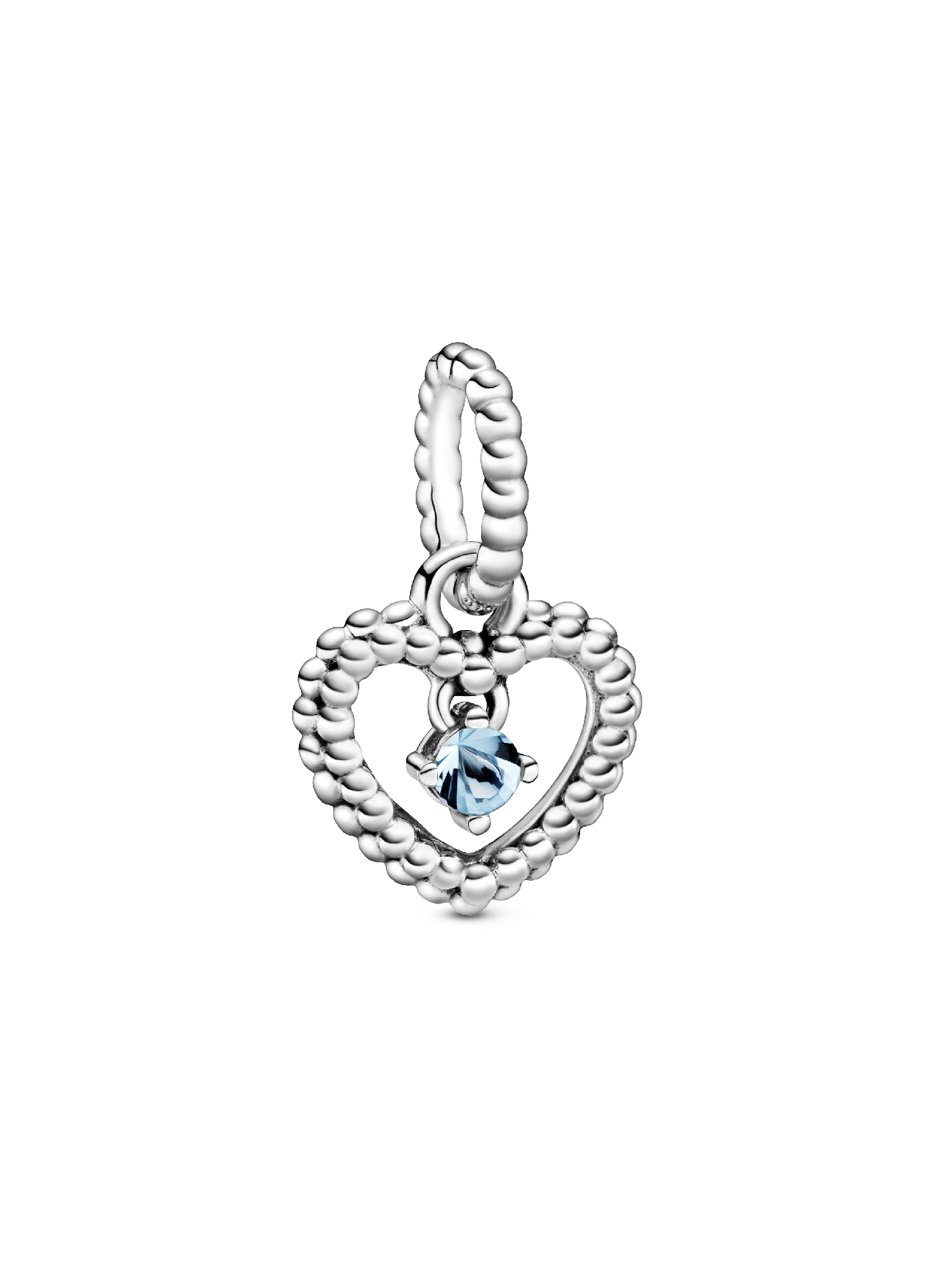 Heart sterling silver dangle with water blue crystal