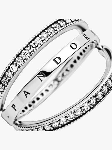 Anel com Corações Y Logotipo de Pandora
