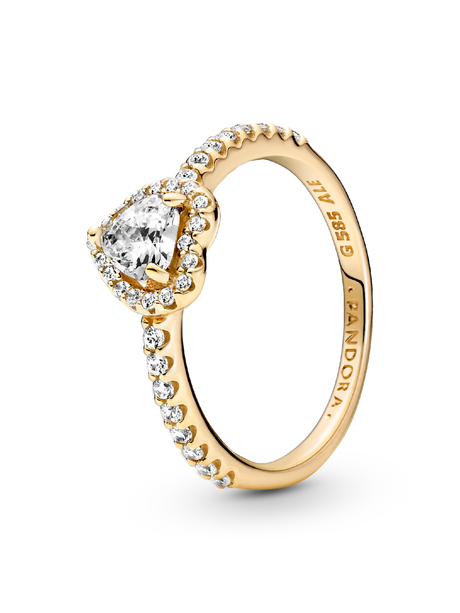 Heart gold ring with clear cubic zirconia