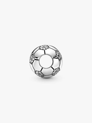Football sterling silver charm with clear cubic zirconia