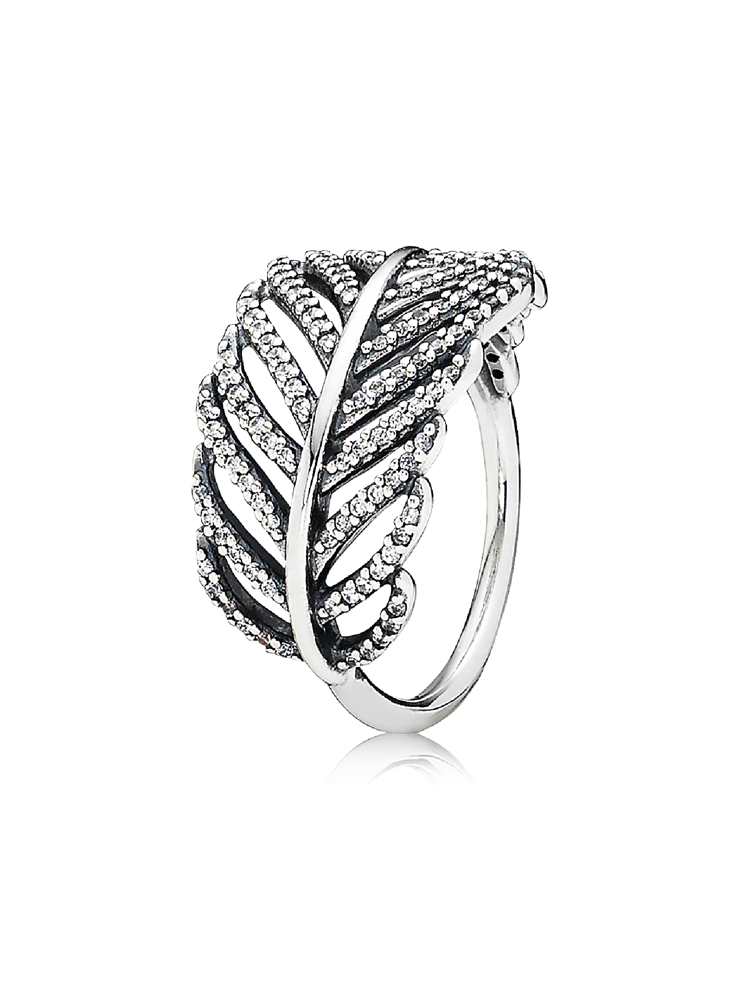 Silver ring with micro bead-set cubic zirconia