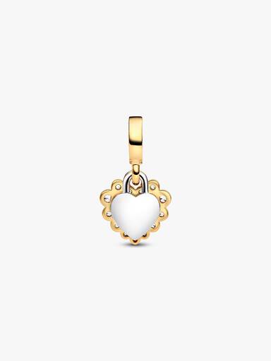 Charm pendente duplo com coração brilhante