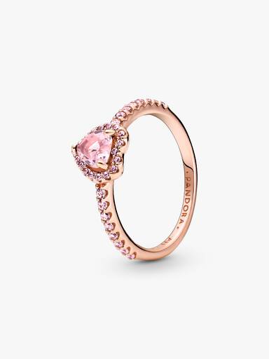 Anel Coração Rosa Elevado