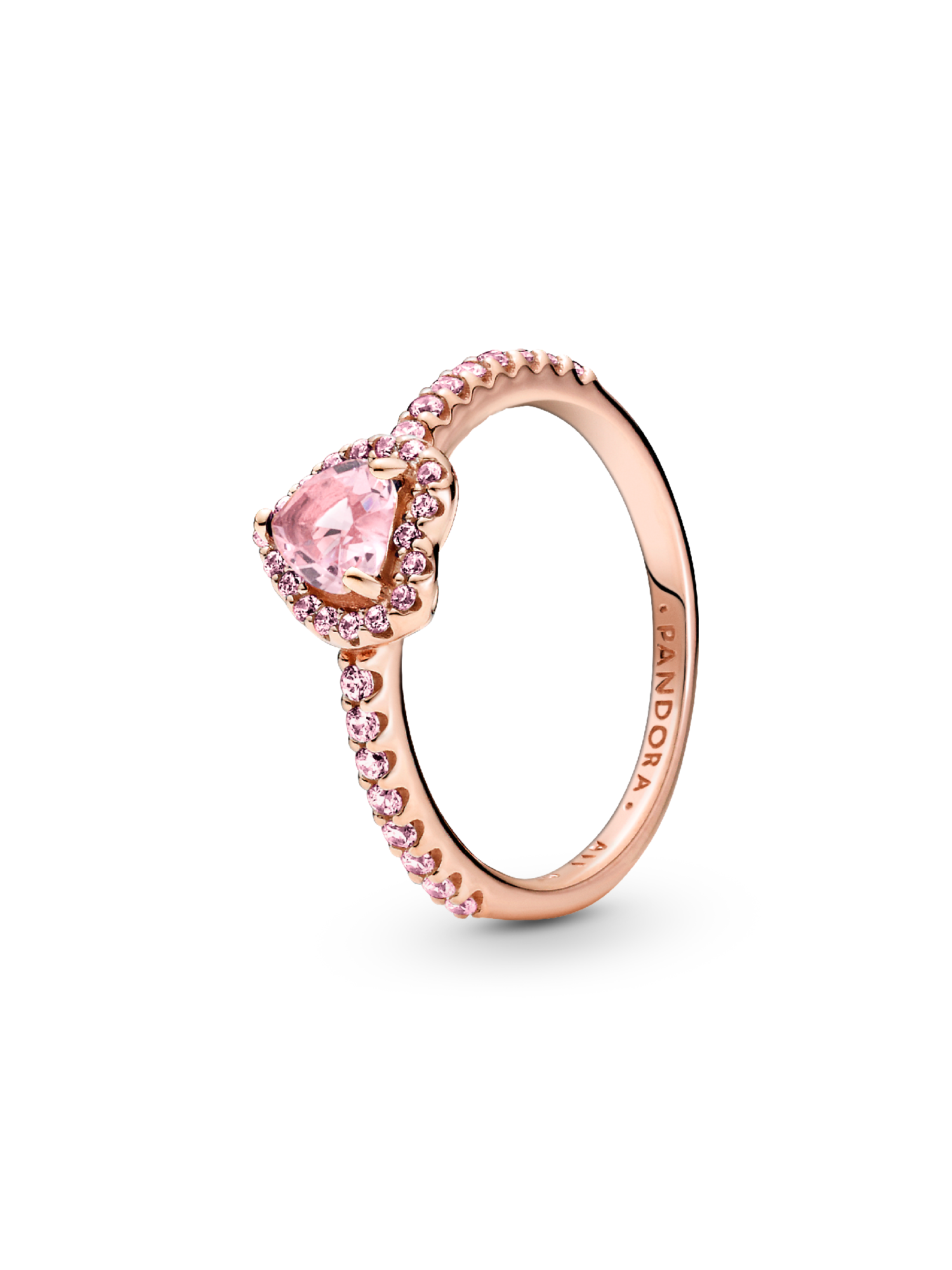 Anel Coração Rosa Elevado