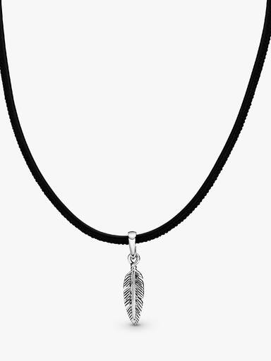 Colar Preto Couro Pena Choker