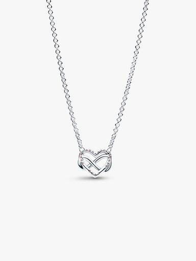 Colar de Coração Infinito Rosa Brilhante