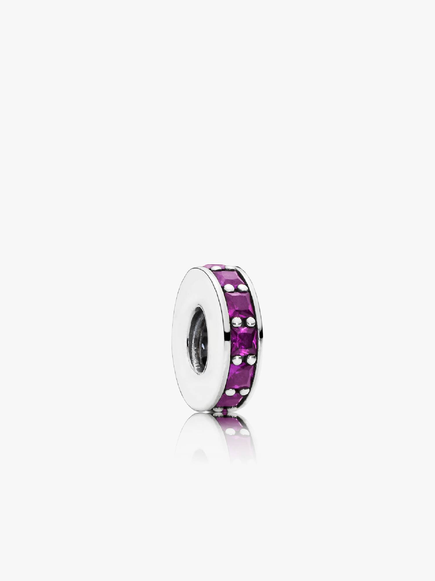 Abstract silver spacer with royal purple crystal
