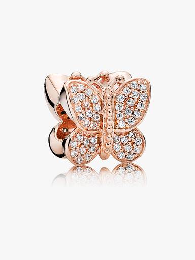 Pave butterfly PANDORA Rose charm with cubic zirconia
