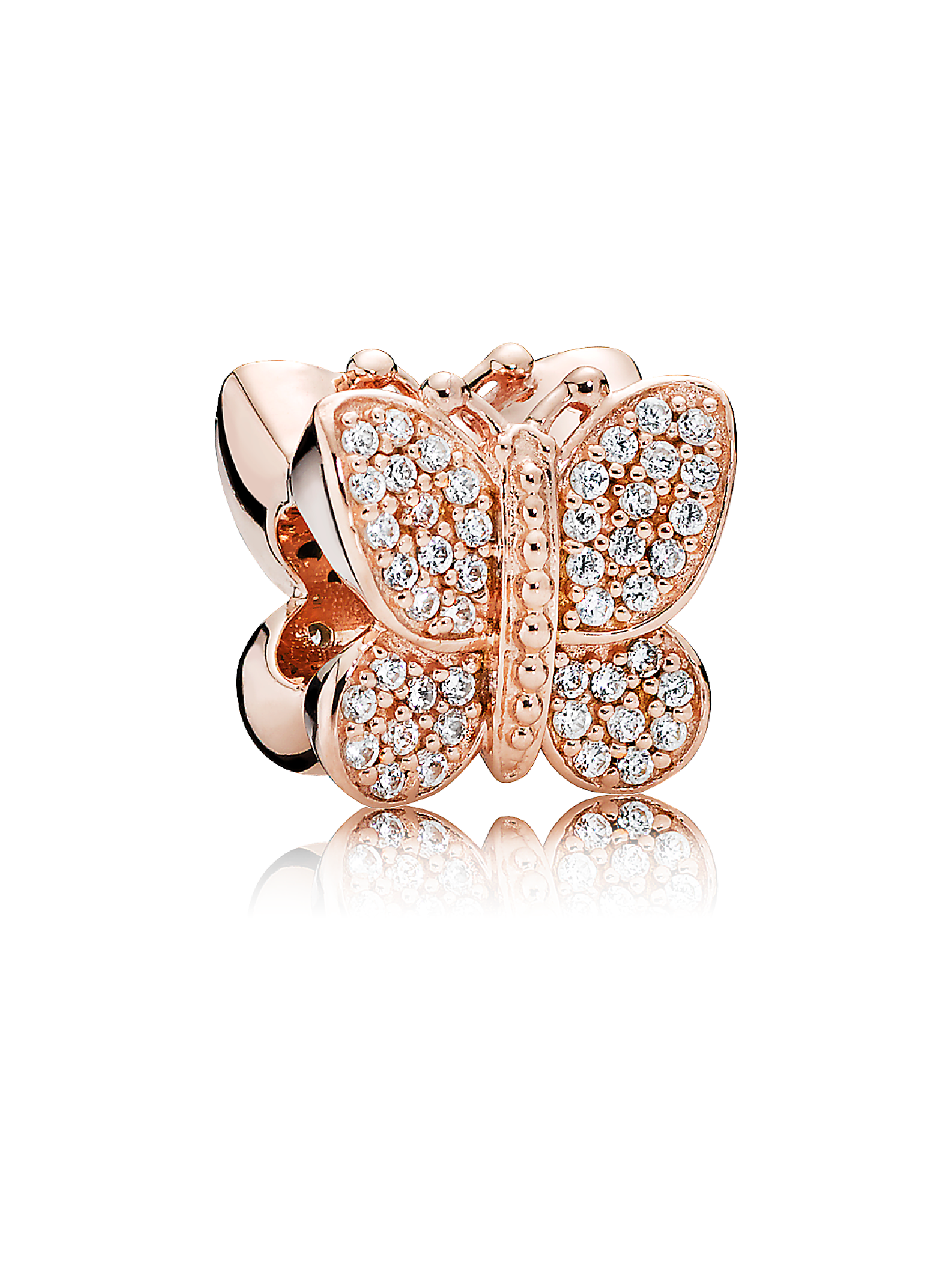 Pave butterfly PANDORA Rose charm with cubic zirconia