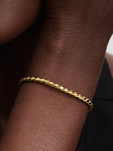 Bracelete Corrente Texturizada e Fecho Esférico