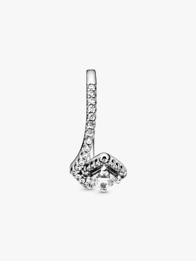 Wishbone sterling silver ring with clear cubic zirconia