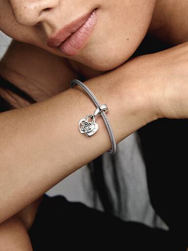 Charm pendente com cadeado de coração rosa