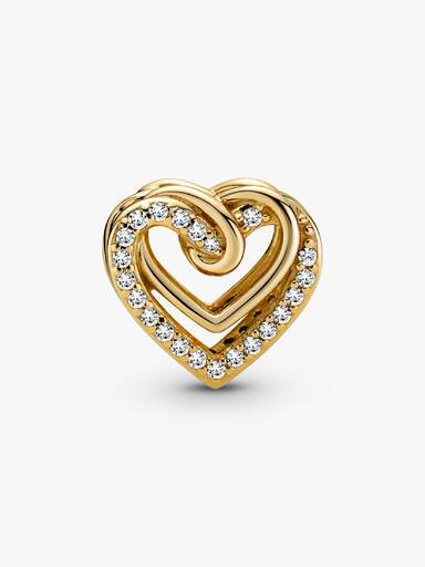 Charm Brilhante de Corações Entrelaçados