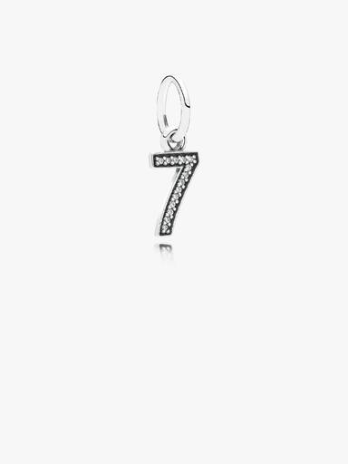 Number seven silver dangle with cubic zirconia