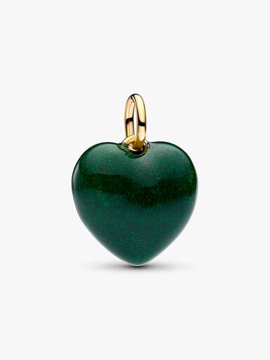 Charm Pendente de Coração Curvo Verde