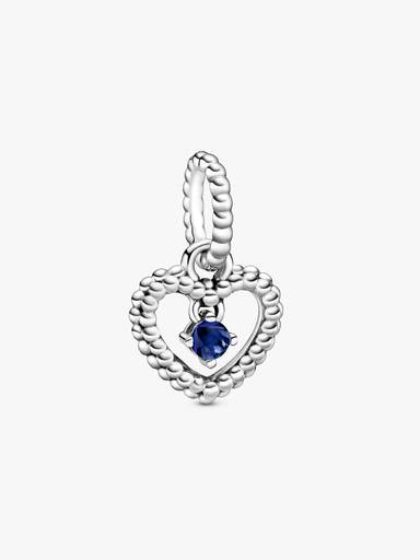 Heart sterling silver dangle with royal blue crystal