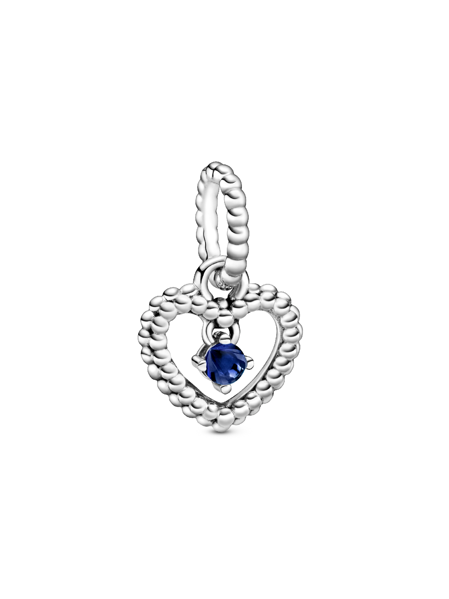 Heart sterling silver dangle with royal blue crystal