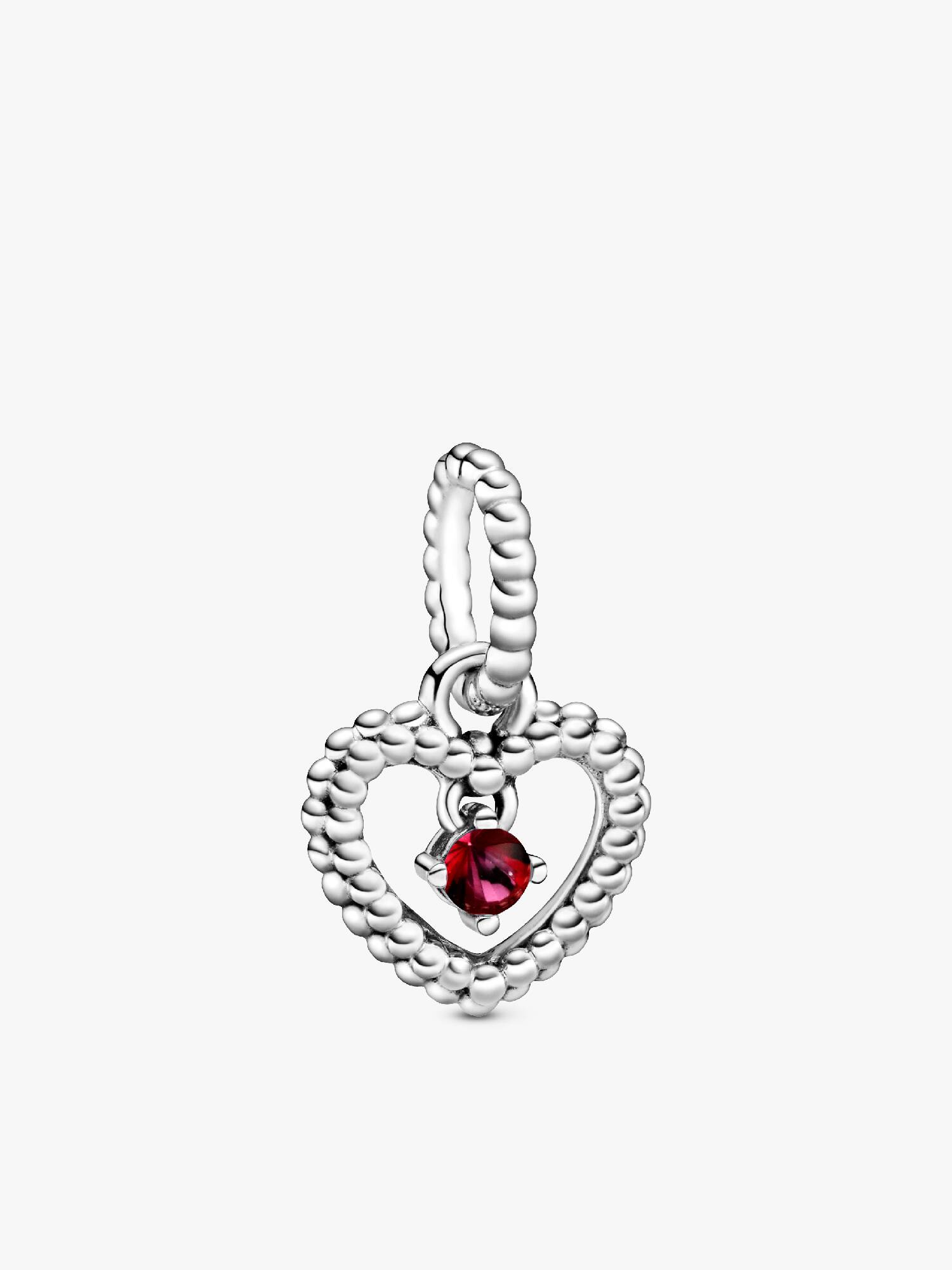 Heart sterling silver dangle with blazing red crystal