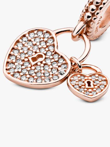 Charm Pendente de Pavê Cadeados Del Coração