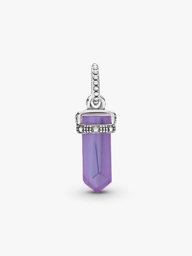 Stone amulet sterling silver pendant with royal purple crystal
