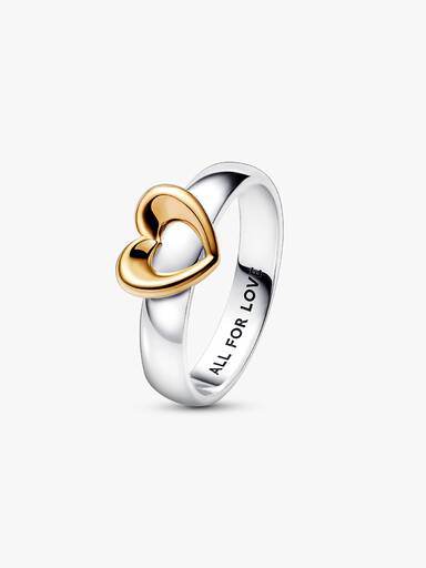 Heart sterling silver and 14k gold-plated ring