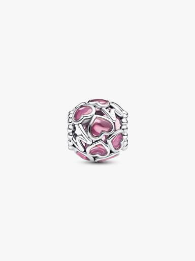 Charm Corações Rosa Vazados Mãe