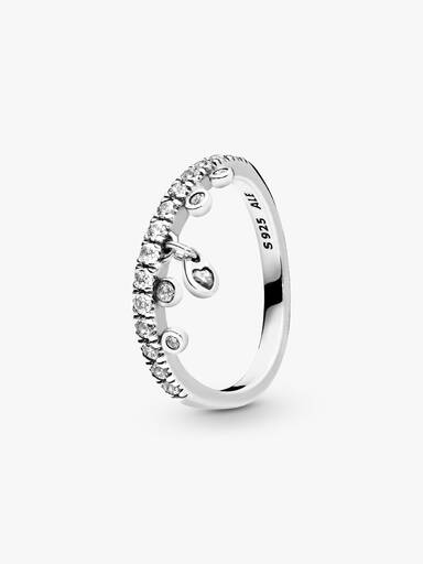 Chandelier silver ring with clear cubic zirconia