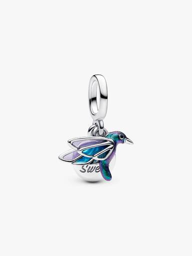 Charm pendente duplo de beija-flor