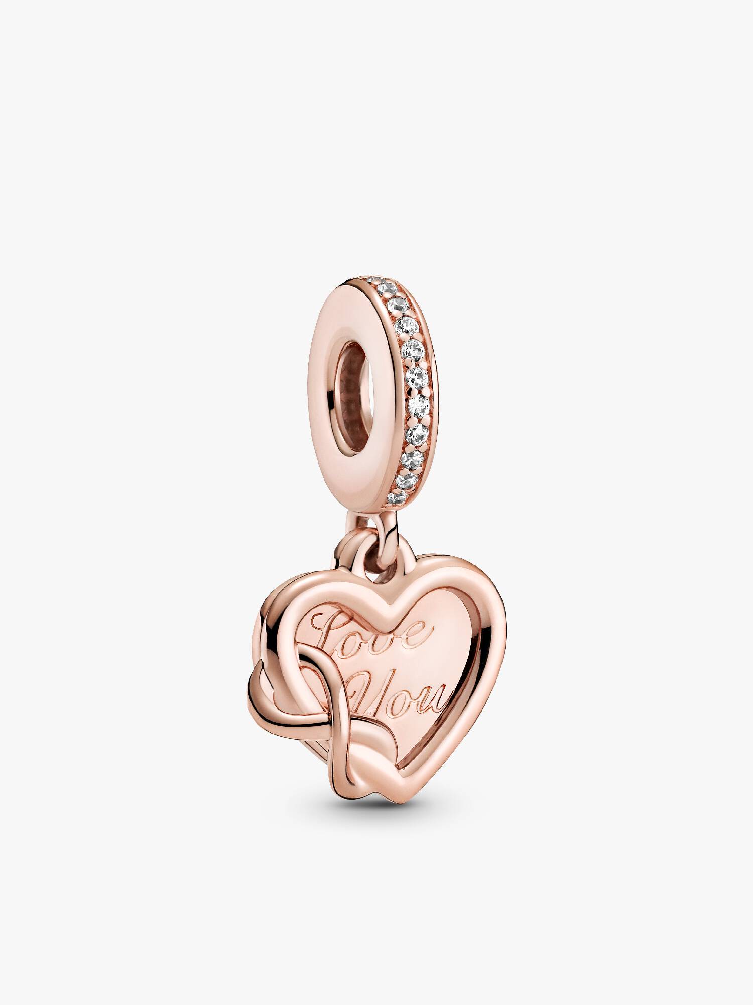 Charm Pendente Coração com Infinito Te Amo