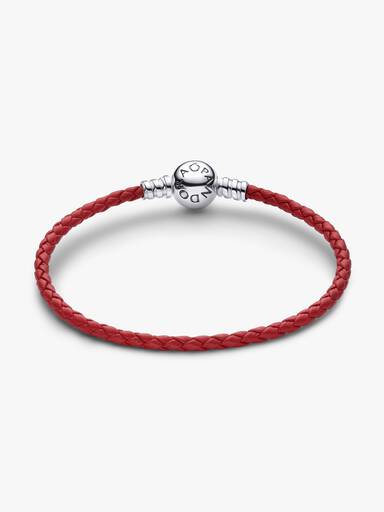 Pulseira de Couro Trançado Vermelho