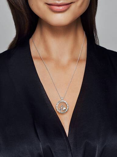 Infinity silver petite element with clear cubic zirconia