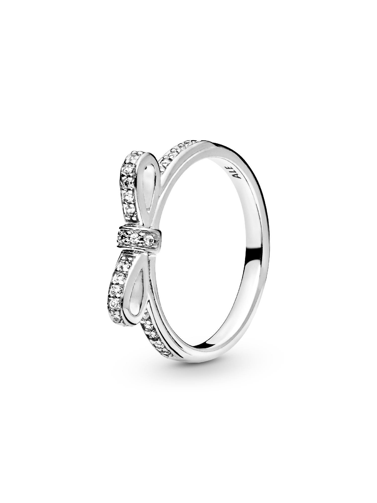 Bow silver ring with cubic zirconia