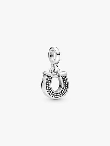Horseshoe sterling silver mini dangle with clear cubic zirconia