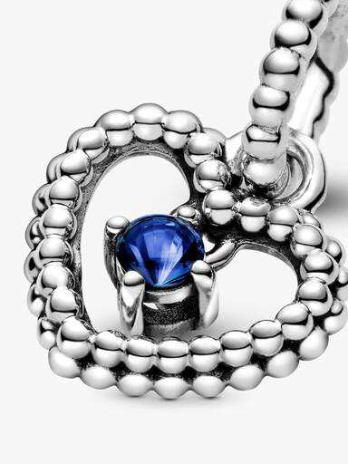 Heart sterling silver dangle with royal blue crystal
